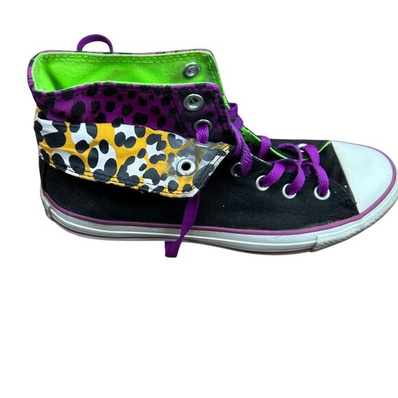 Converse Double Flap Leopard Print Chuck Taylor Skate Sneakers Size 6 - Picture 11 of 13